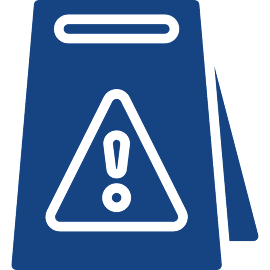 Blue caution sign icon