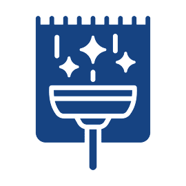 Broom and sparkles icon on black background